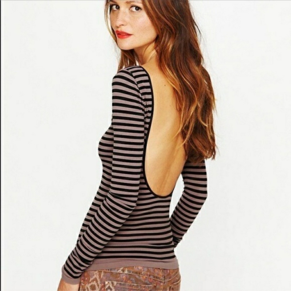 Free People Striped Backless Shirt